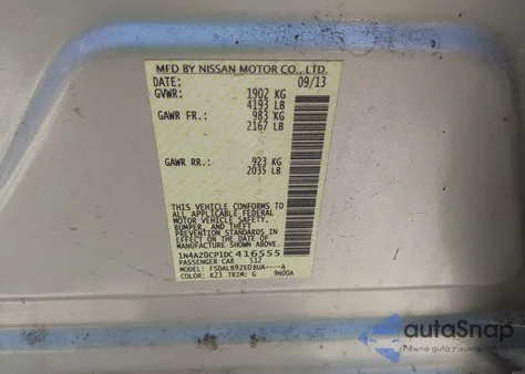 2013 Nissan Leaf S/Sv/Sl from USA, damaged, VIN 1N4AZ0CP1DC416555